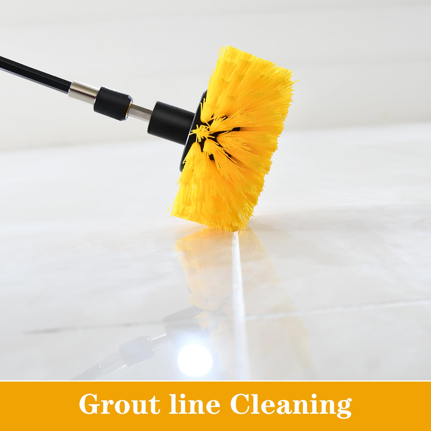 4pcs Drill Brush Attachment Kit - 2025 New All-Purpose Power Scrubber Set for Deep Cleaning Bathtubs, Showers, Tile Grout Lines & Bathroom Surfaces - Heavy Duty Cleaning Tools for Kitchen, Garage & Outdoor Use (Yellow)