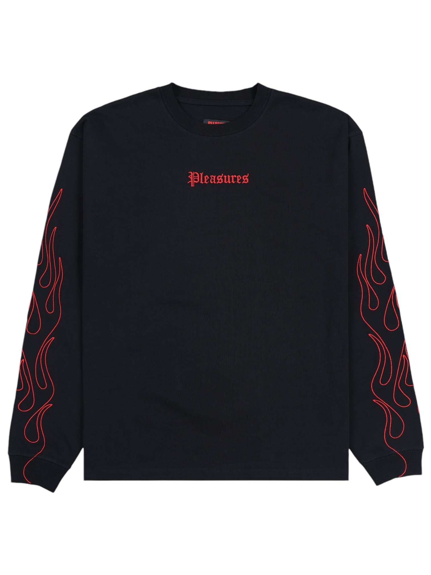 Pleasures Fiery Heavyweight Long Sleeve T-Shirt in Black | Comfortable Cotton Streetwear for Men & Women | Perfect for Casual Outfits, Concerts, and Urban Fashion