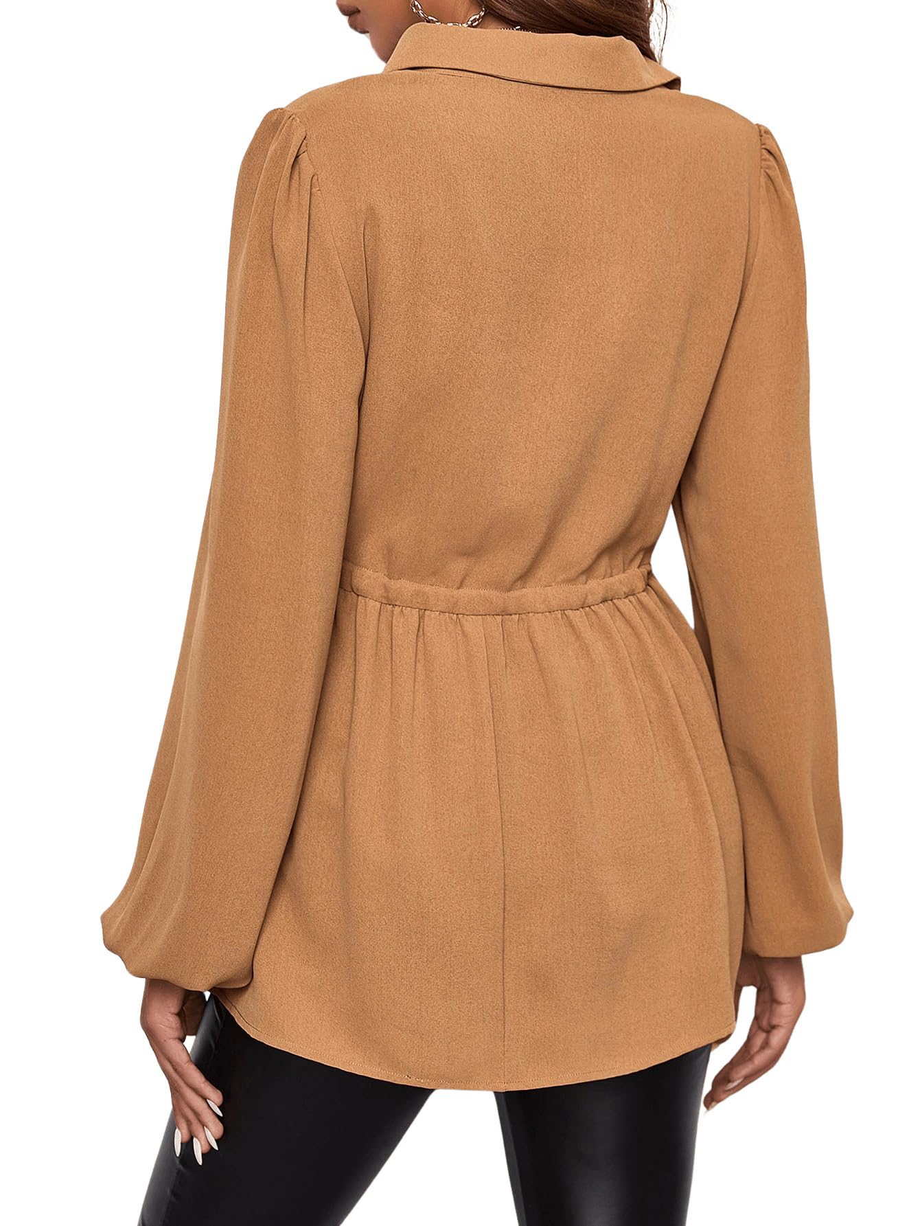 Floerns Women's Maternity Tunic Top - Long Sleeve Peplum Blouse with Drawstring Waist for Pregnancy Comfort | Perfect for Office Wear, Baby Showers & Maternity Photos