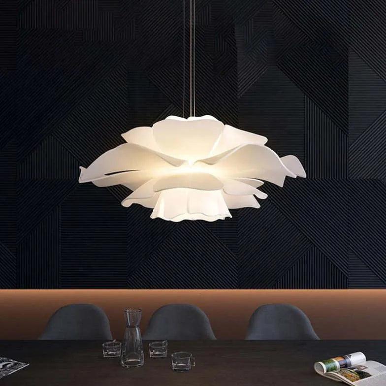 Elegant White Flower-Shaped Pendant Light for Dining Room - Perfect for Kitchen Island, Breakfast Nook & Farmhouse Decor