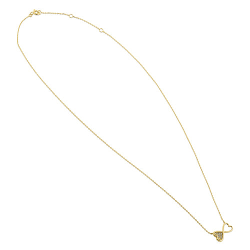 14K Yellow Gold Double Heart Diamond Necklace for Women - Dainty & Elegant Jewelry Gift for Anniversary, Valentine's Day, or Special Occasions