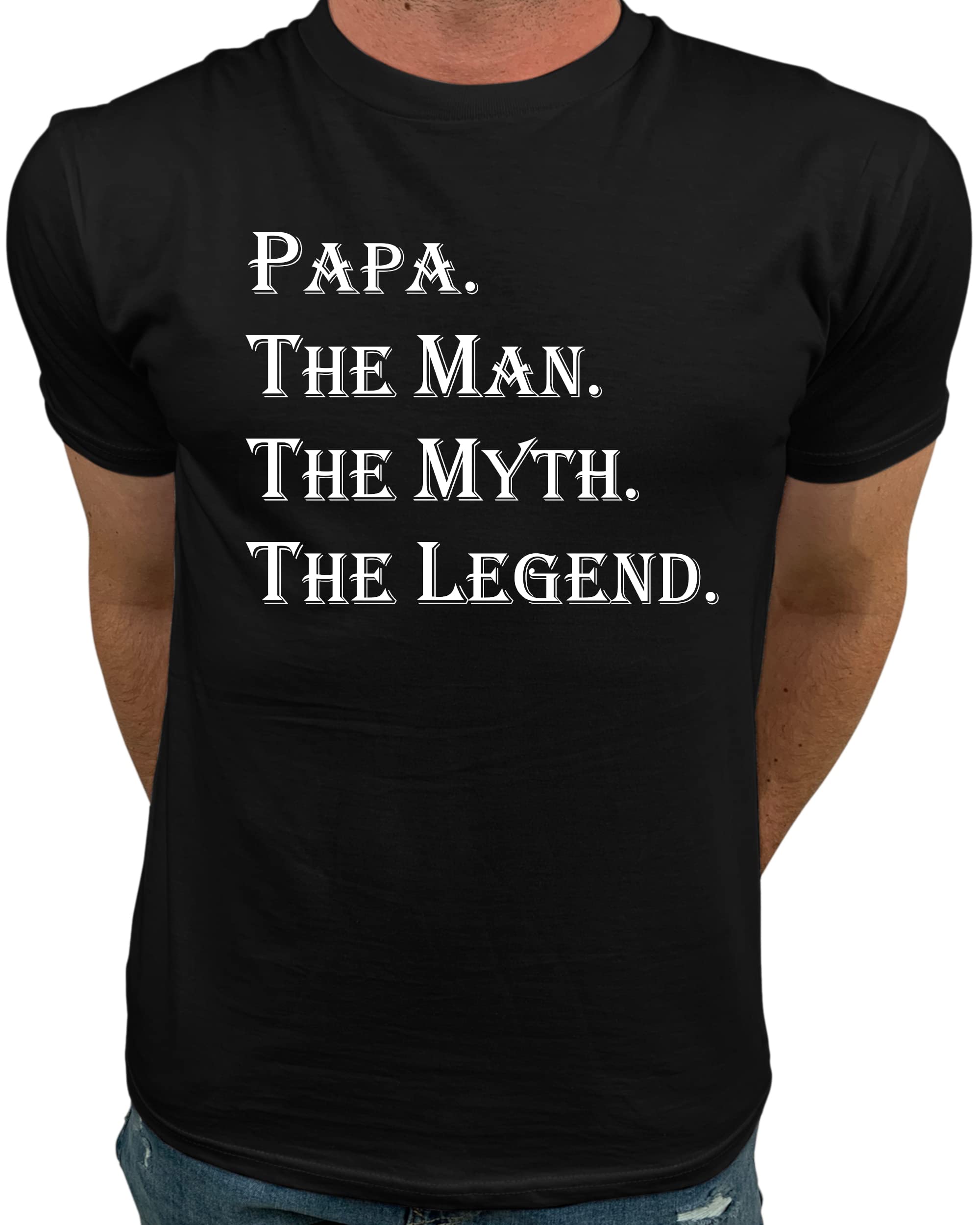 Papa The Man The Myth The Legend Funny Graphic T-Shirt for Men - Vintage Humor Gift for Dad, Grandfather & Father Figures - Perfect for Father's Day, Birthday & Family Gatherings