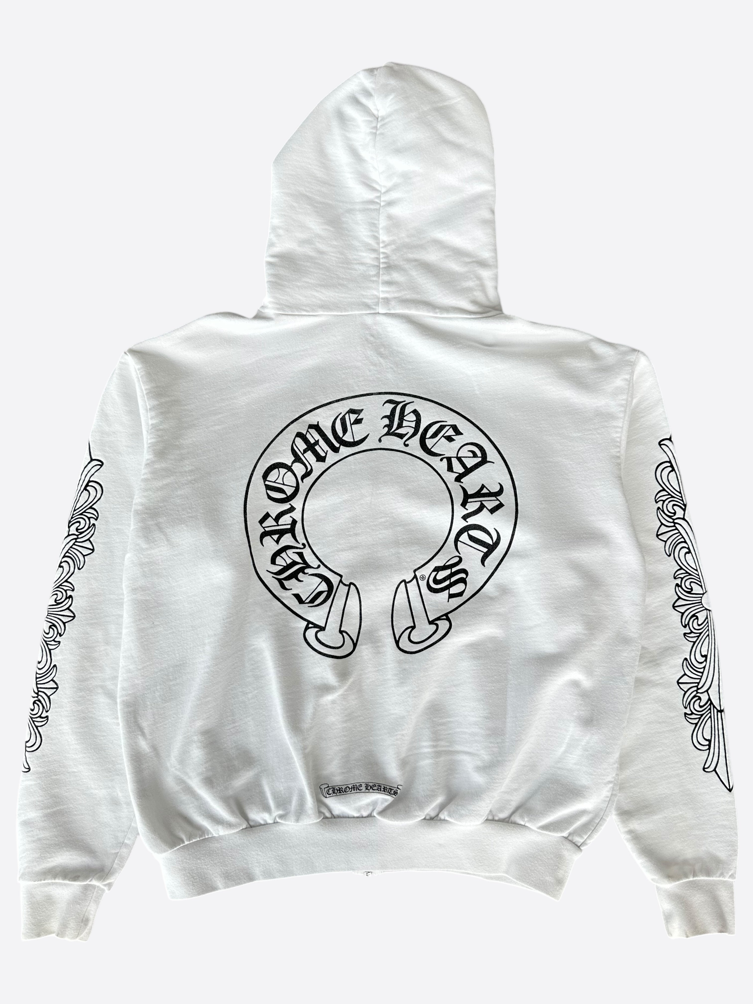 Chrome Hearts White & Black Horseshoe Logo Zip Up Hoodie - Stylish Streetwear for Men & Women | Perfect for Casual Outfits, Urban Fashion & Everyday Wear