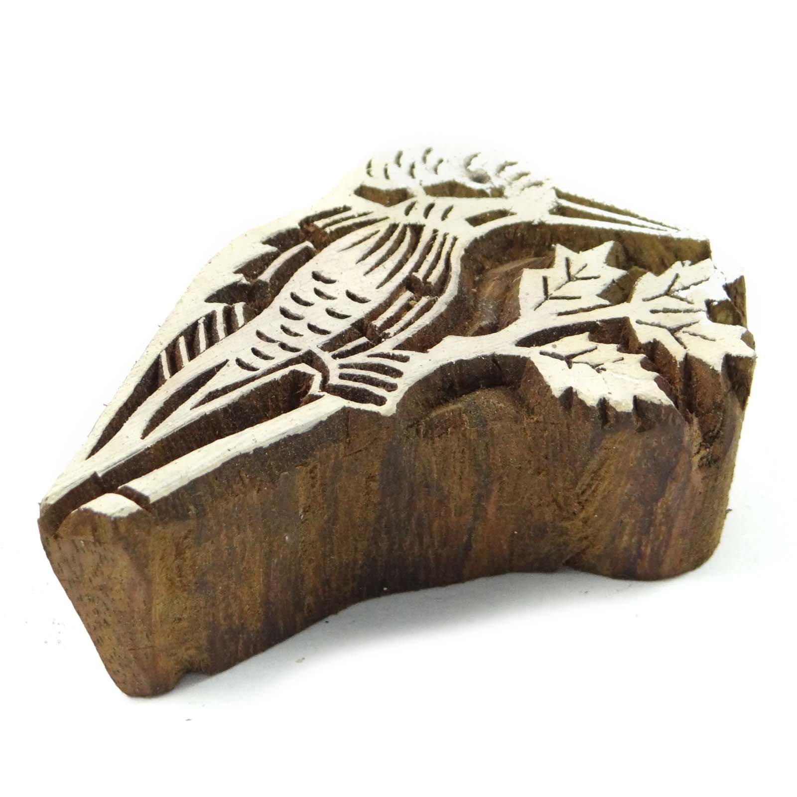 Hand Carved Wooden Printing Block - Bird Art Design for Textile Stamping, DIY Fabric Printing, Scrapbooking & Home Decor Crafts