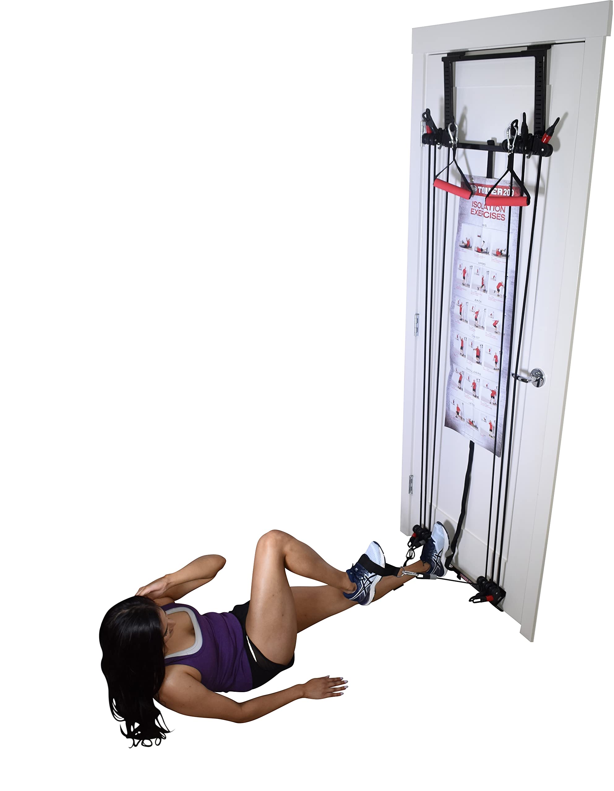 Complete Door Gym Full Body Workout System - Heavy Duty Home Fitness Equipment with Resistance Bands, Straight Bar, Hand Grips & Ankle Straps | Perfect for Strength Training, Muscle Building & Home Exercise | Ideal for Small Spaces, Apartment Workouts & Travel Fitness