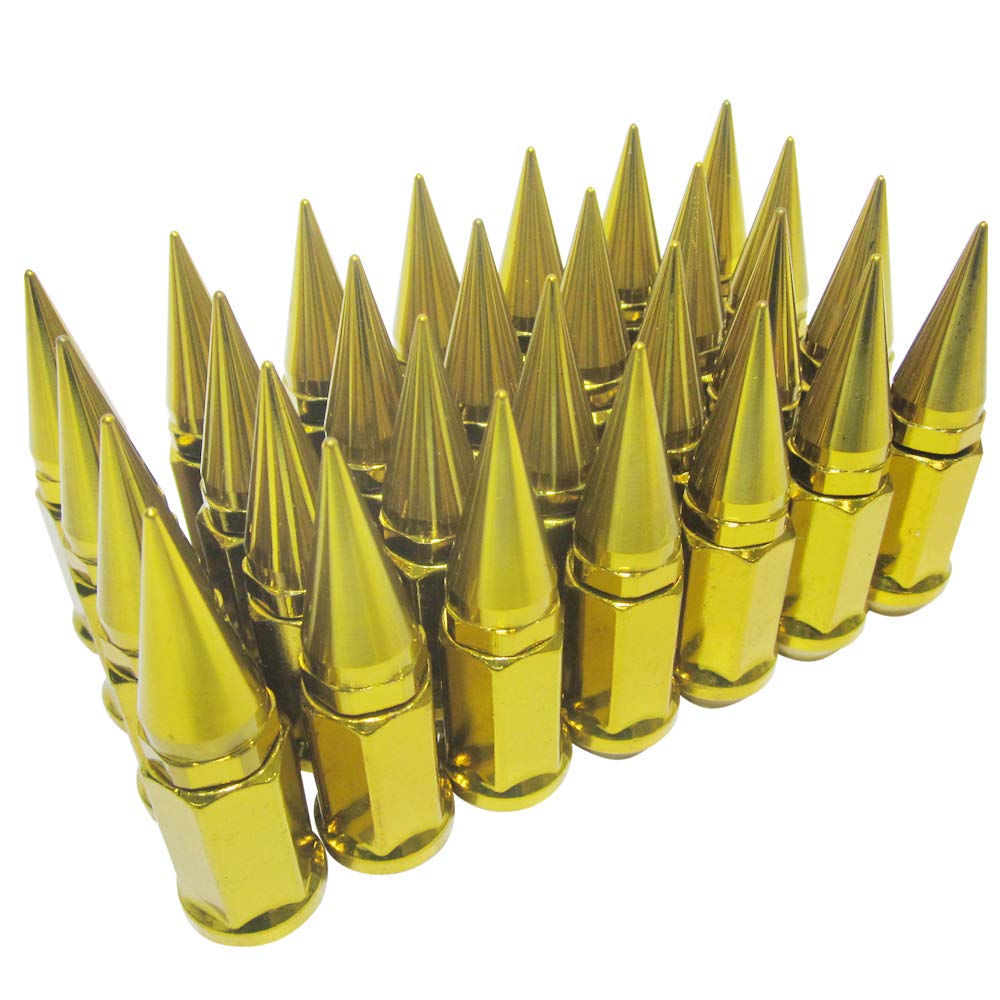 32-Piece M1/2-20 Universal 2-Piece Extended Spike Lug Nuts - Conical Seat Hex 3/4