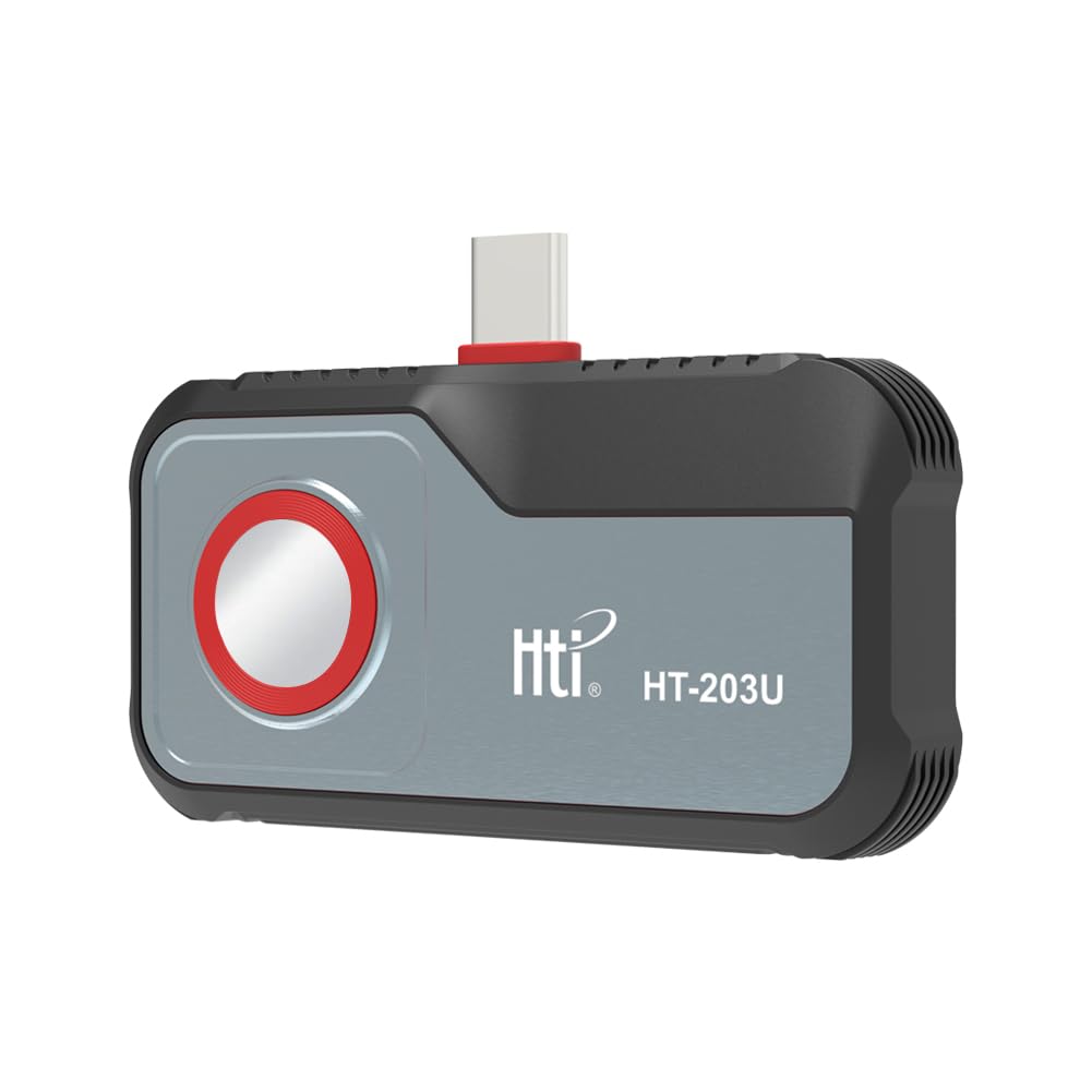 HTi HT-203U 256x192 IR Thermal Imaging Camera for Android - Vanadium Oxide Uncooled FPA, 8 Color Palettes, Temp Alarm, Video Recording | Home Inspection, Electrical Repair, HVAC Maintenance, Outdoor Adventures