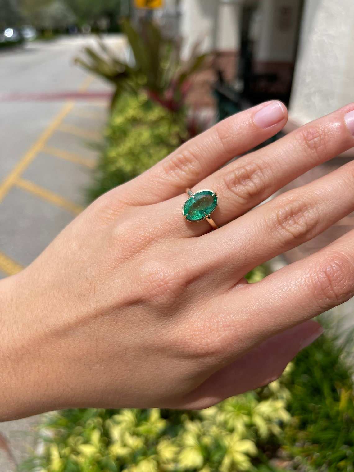 3.36 Carat 14K Gold Oval Emerald Solitaire Ring for Women - Elegant Engagement, Wedding, Anniversary Jewelry Gift