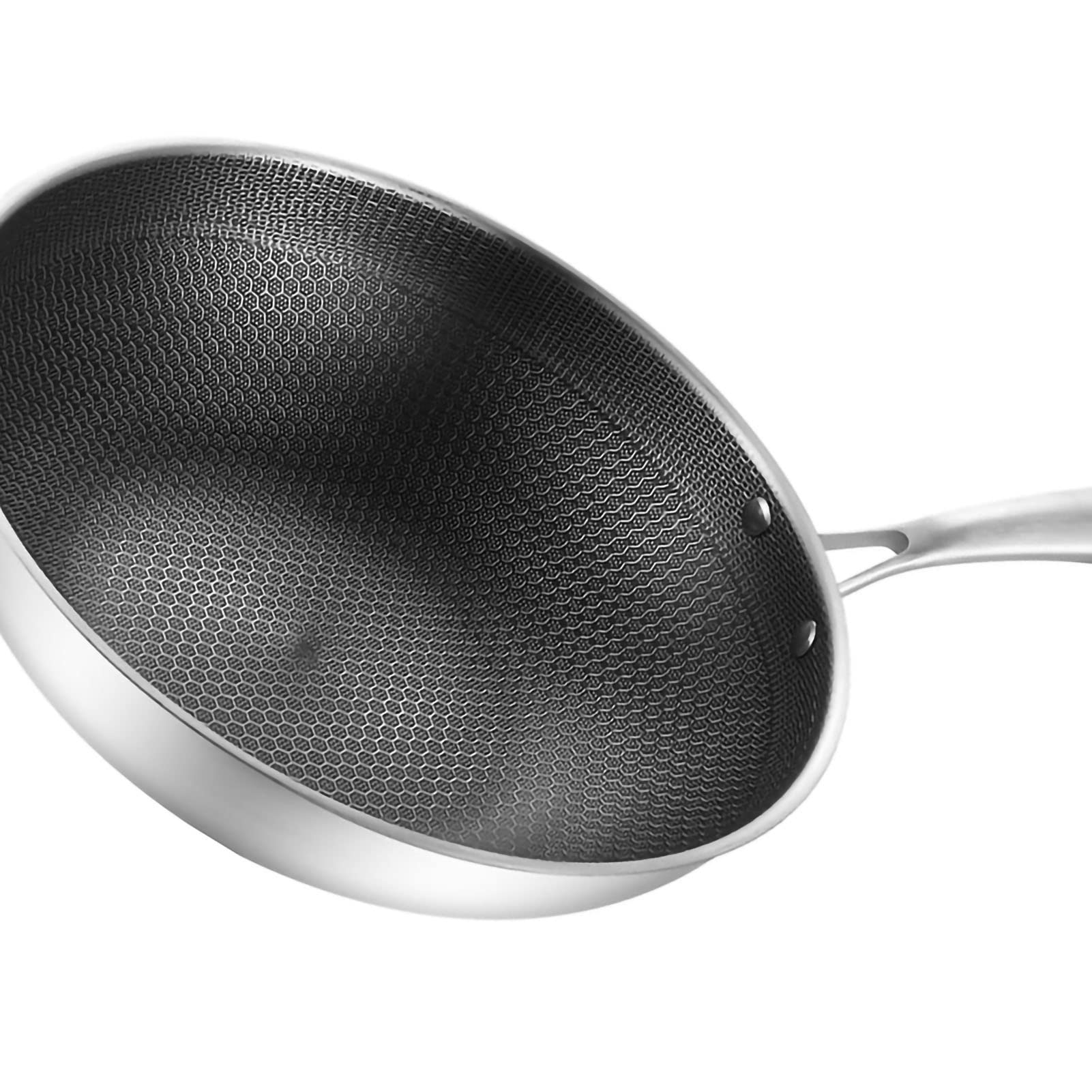 **Stainless Steel Wok Pan - 34cm Nonstick Induction Cookware, Dishwasher & Oven Safe - Works on Gas, Ceramic & Electric Stoves - Perfect for Stir-Frying, Sautéing & Asian Cooking**