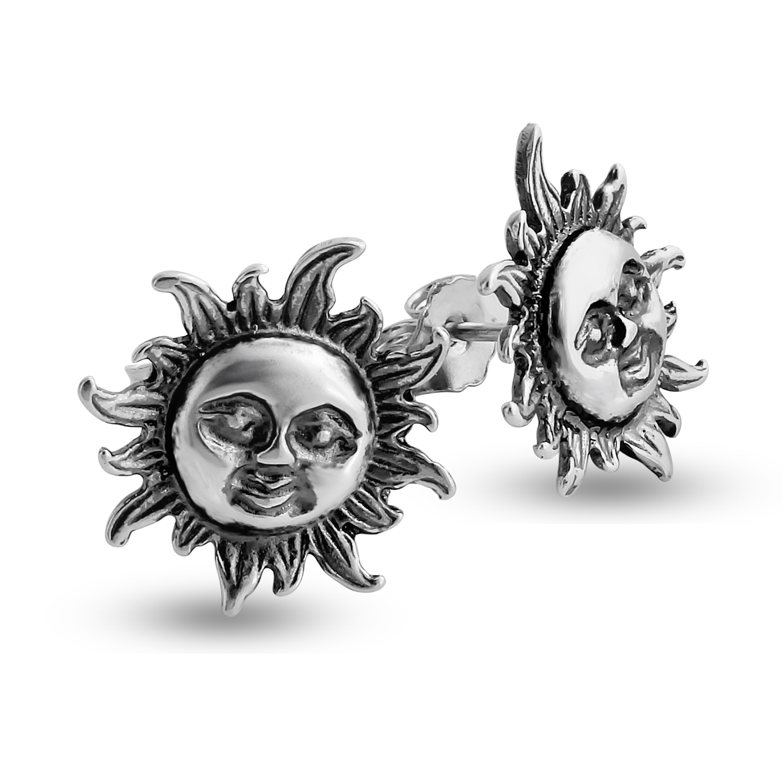 925 Sterling Silver Smiling Sun Stud Earrings - Gold Plated Minimalist Jewelry for Women | Perfect Holiday, Birthday & Everyday Wear Gift for Her