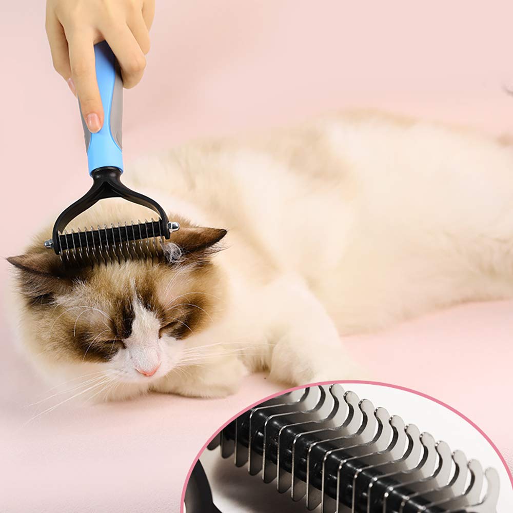 2-Sided Pet Grooming Tool - Undercoat Rake for Dogs & Cats | Safe Dematting Comb for Removing Mats & Tangles | Dog Brush & Cat Brush for Shedding & Grooming (Pink) | Perfect for Home Pet Care & Professional Grooming Sessions
