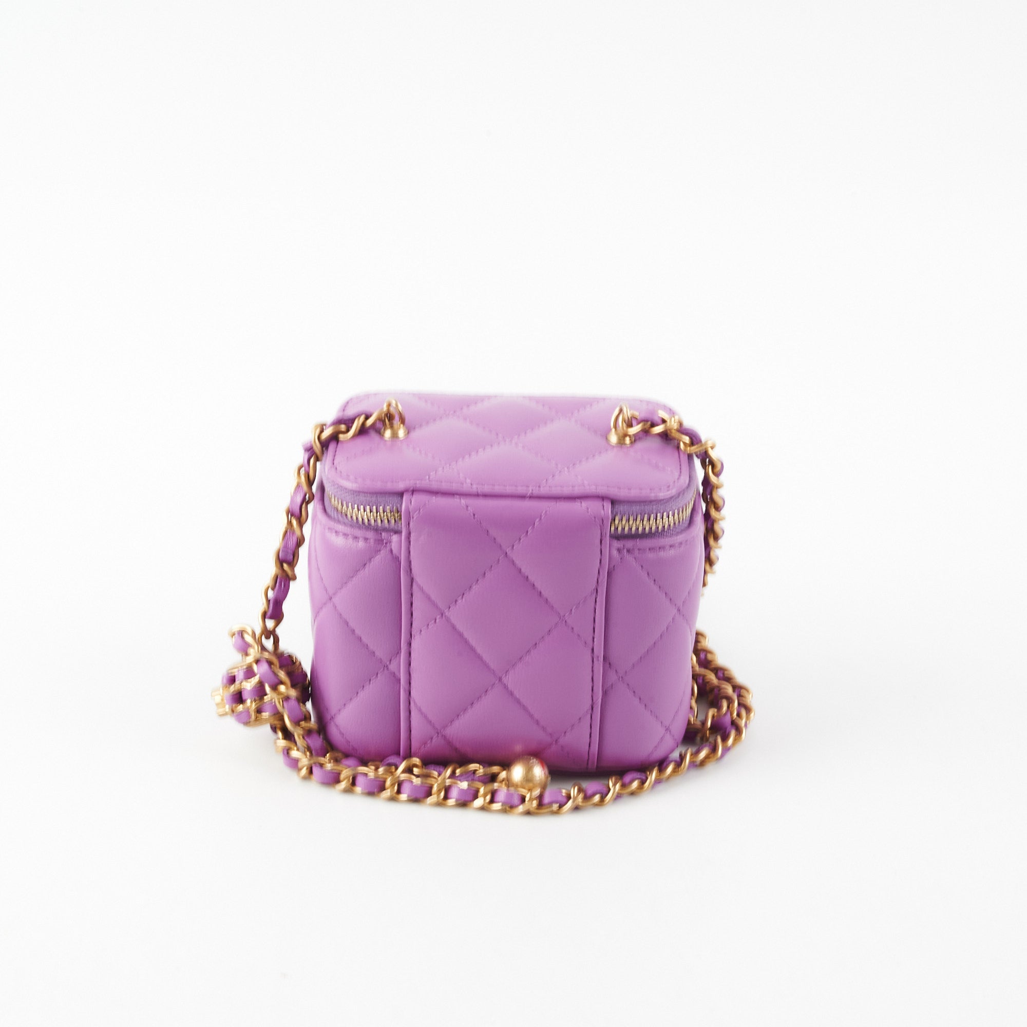 Chanel Pearl Crush Mini Vanity Case in Purple | Luxury Crossbody Bag for Women | Perfect for Parties, Date Nights & Special Occasions