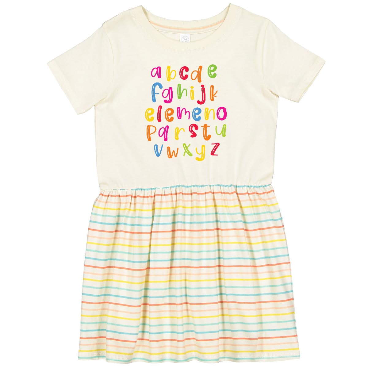 Inktastic Alphabet Lowercase School in Color Toddler Dress - Cute ABC Learning Outfit for Preschool & Kindergarten Girls - Perfect for School, Playdates & First Day Photos