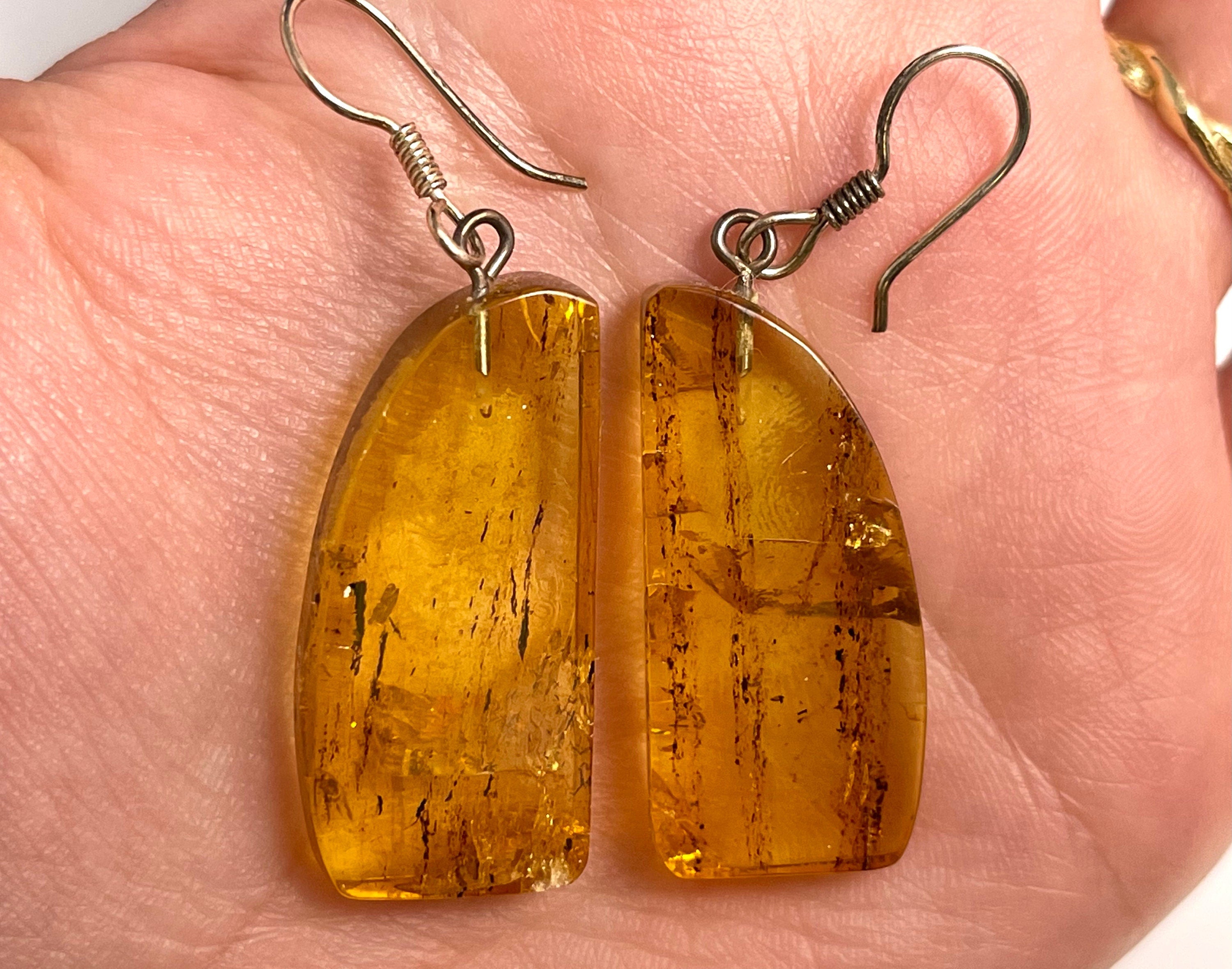 AMBER Crystal Earrings - Handmade Statement Dangle Earrings with Healing Stones | Boho Chic Jewelry for Women | Perfect for Yoga, Meditation & Spiritual Healing