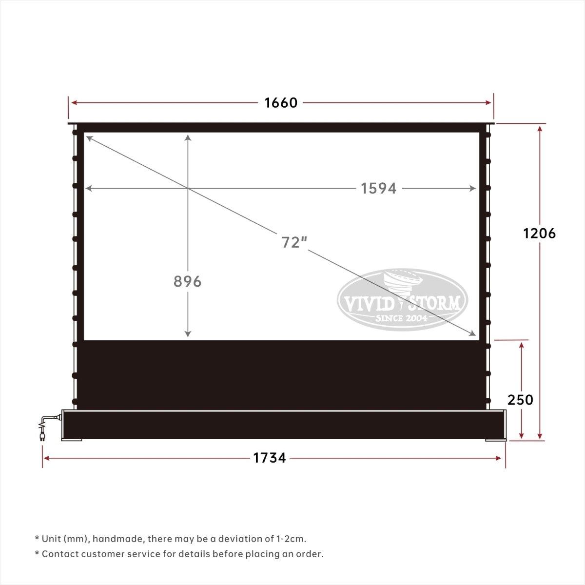VIVIDSTORM S White Motorized Tension Floor Rising Projector Screen - 4K Ultra HD Home Theater Projection Screen for Movies, Gaming & Presentations