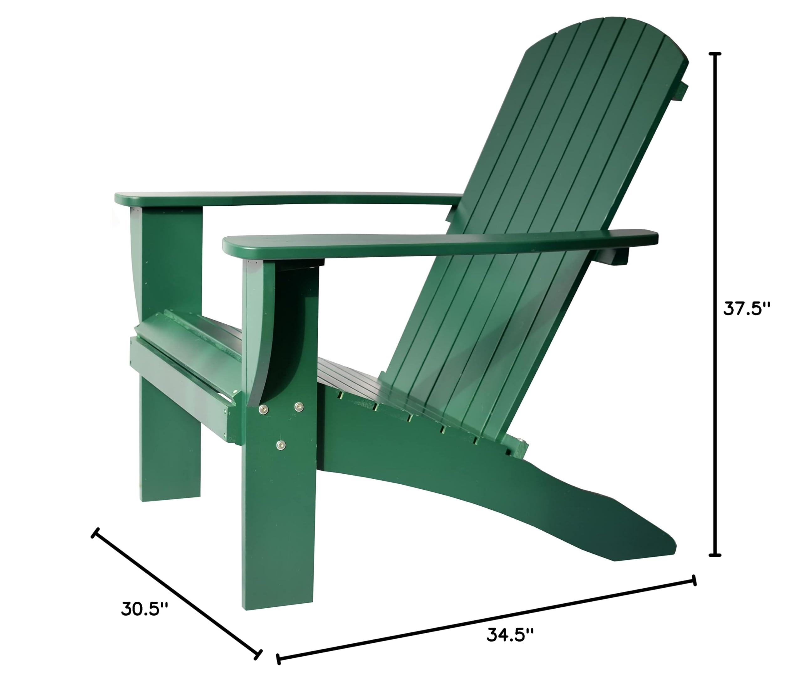 Premium Solid Cedar Adirondack Chair with Built-in Bottle Opener & Matching Folding Table Set - Durable Outdoor Furniture for Patio, Garden, Poolside & Backyard Relaxation - Forest Green