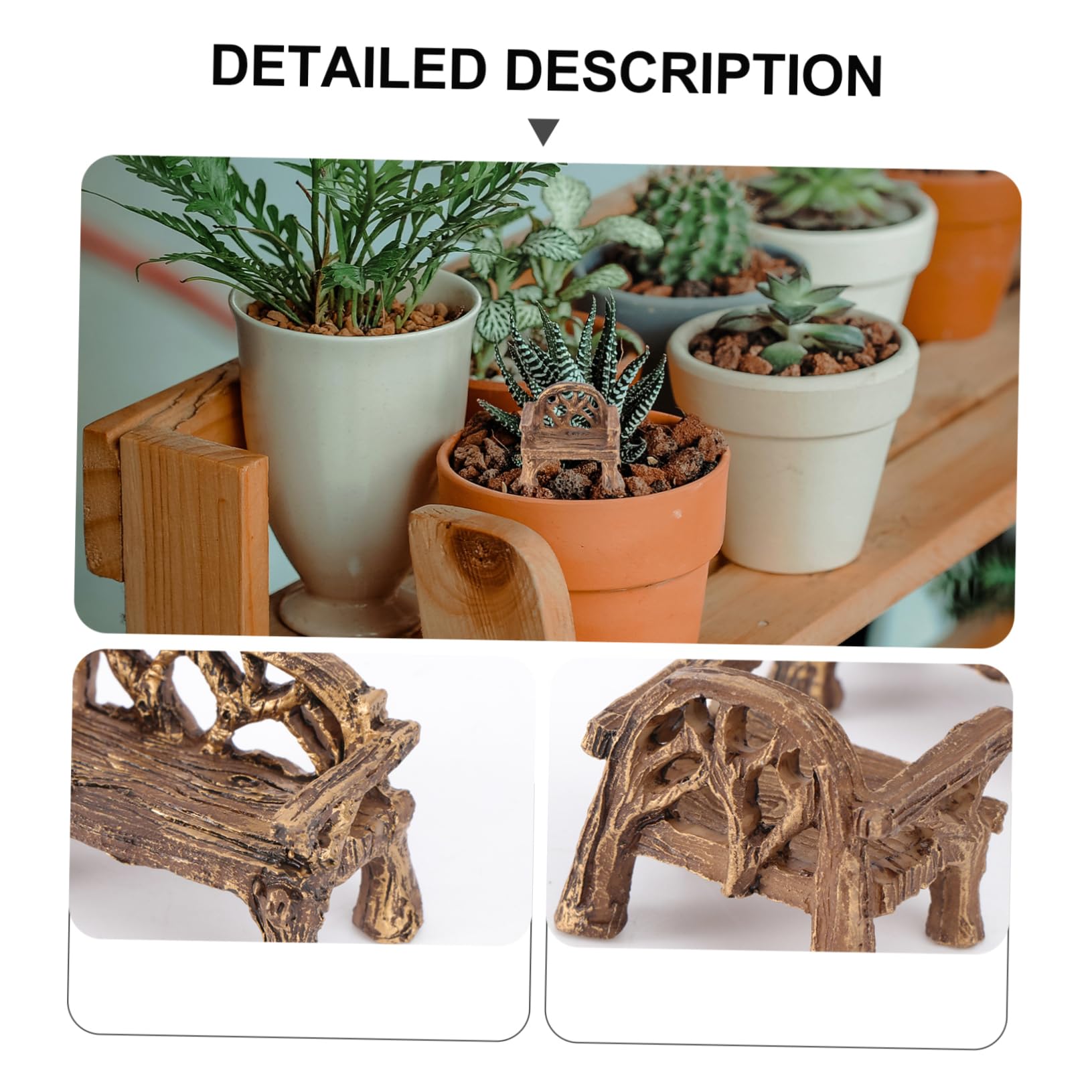 4-Piece Mini Resin Garden Chairs Set - Micro Landscape Decorative Furniture for Plants, Lawn & Outdoor Decor | Perfect for Fairy Gardens, Terrariums & Tabletop Displays