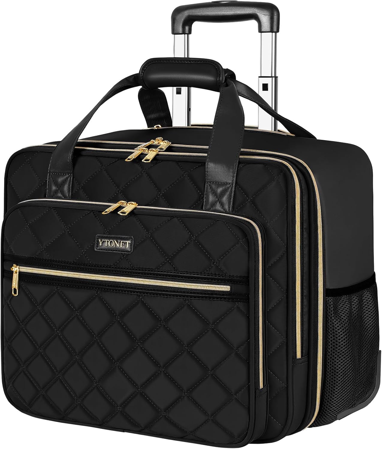 Ytonet Extra Large Rolling Laptop Briefcase for Women - Fits 18 Inch Laptop, Durable Rolling Computer Bag with Wheels for Work, Travel, College, Business, Overnight Trips - Perfect for Wife, Mom, Teacher - Black