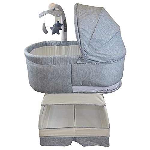 Bliss Baby Sweetli Deluxe Bassinet - Premium Portable Crib for Newborns & Infants (Chambray Blue) | Safe Sleep Solution for Nursery, Bedroom & Travel