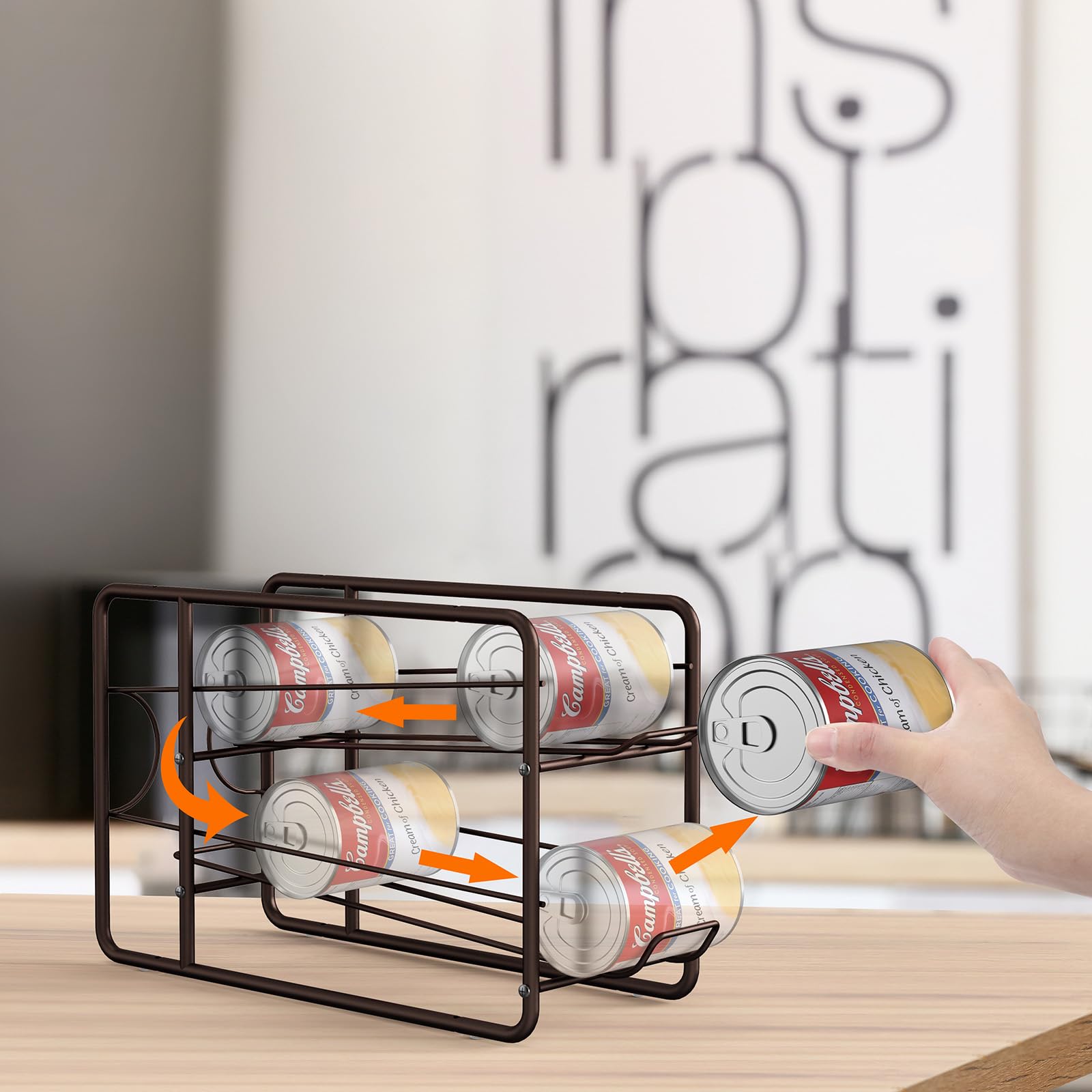 MOOACE 4 Pack Stackable Can Dispenser Rack - Bronze Canned Food Organizer for Kitchen Cabinet, Pantry & Countertop Storage | Perfect for Soda, Beer & Soup Can Organization