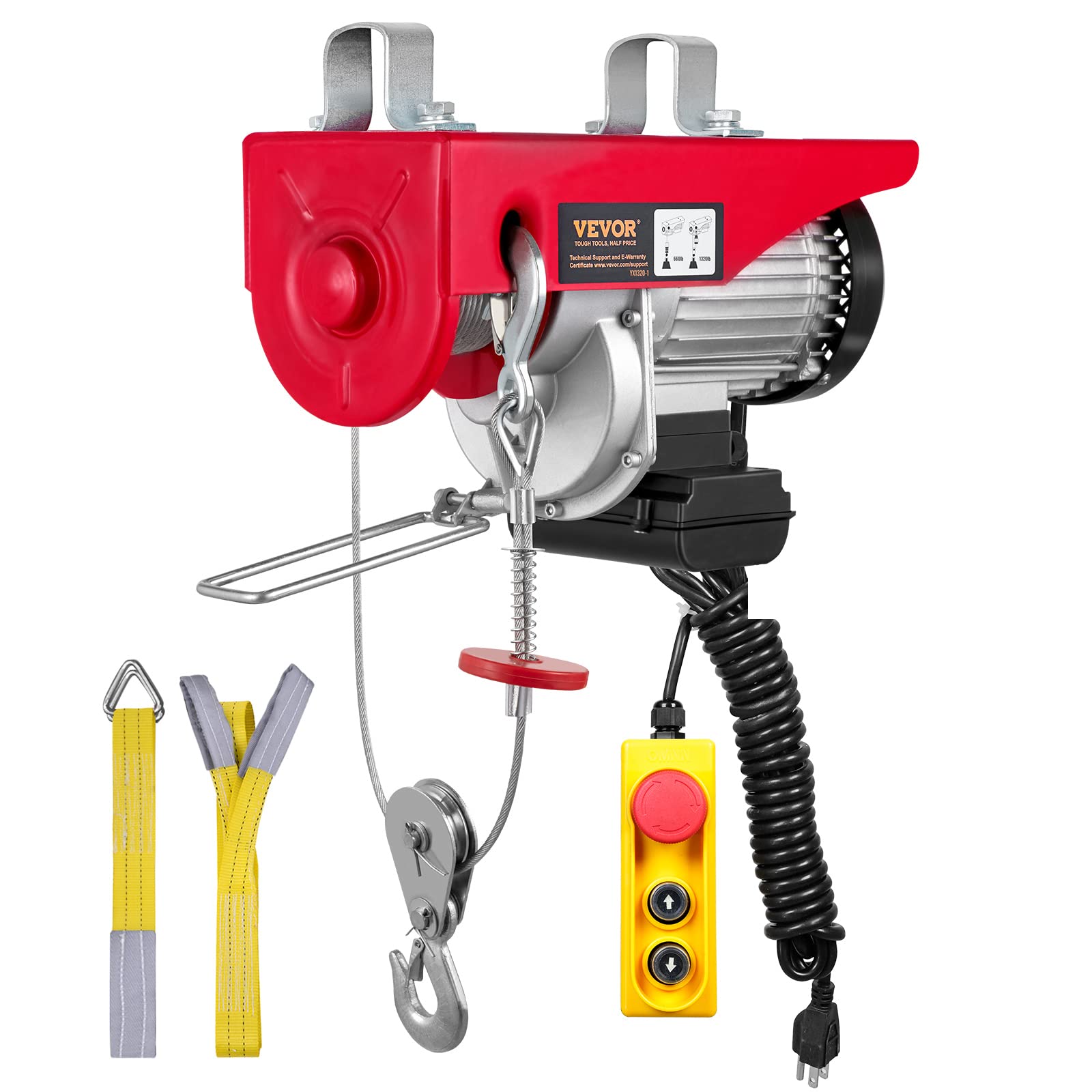 VEVOR 1320LBS Electric Hoist Winch with 14ft Remote Control - 110V Lifting Equipment for Factories, Warehouses & Construction Sites - Perfect for Heavy Load Lifting, Mining Operations and Industrial Use
