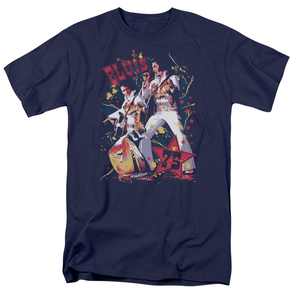Elvis Presley Men's Eagle Graphic Vintage T-Shirt - Classic Navy Blue Cotton Tee for Concerts, Parties & Retro Fashion