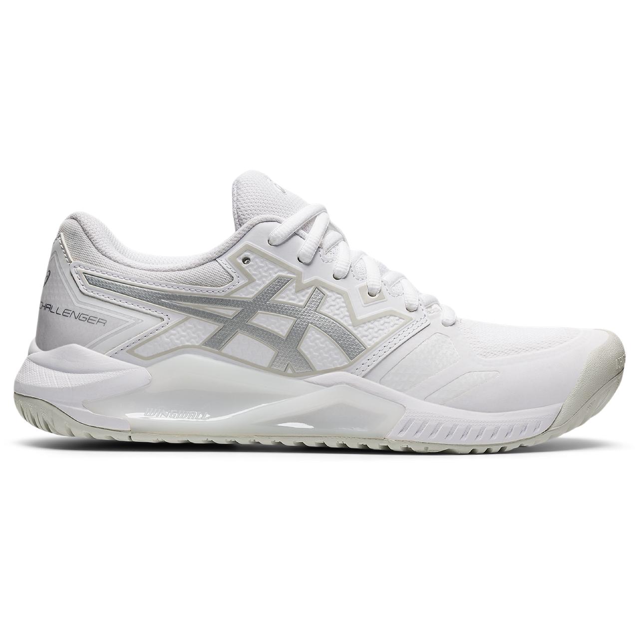 ASICS Gel Challenger 13 Women's Tennis Shoes - White/Silver - Lightweight & Supportive Court Shoes for Women's Competitive Tennis Matches & Training