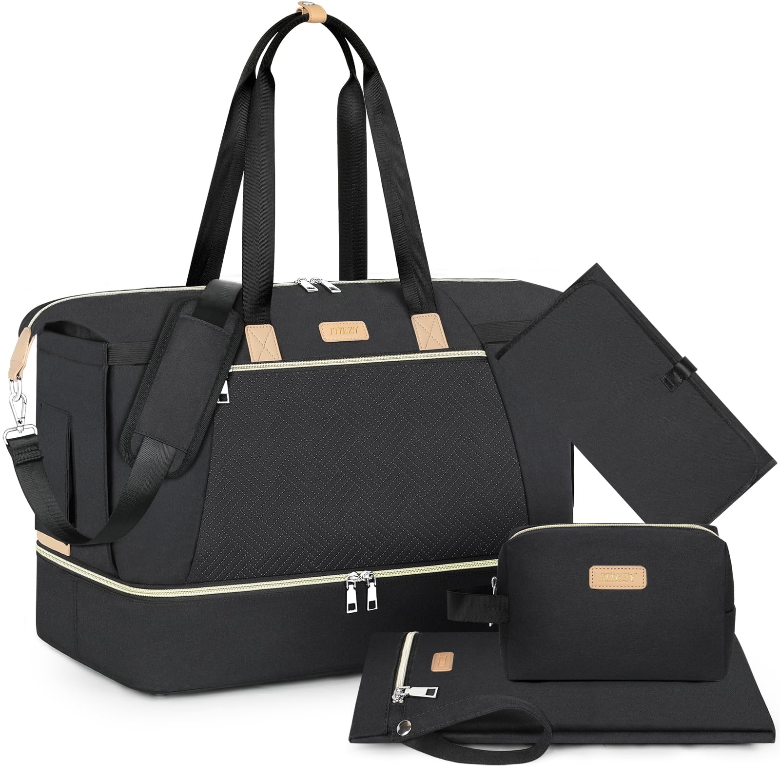 ITIEZY Large Diaper Bag Tote for Women - Waterproof Baby Bag with Changing Pad & Pacifier Case | Perfect for Hospital, Travel & Everyday Use as Mom Essentials
