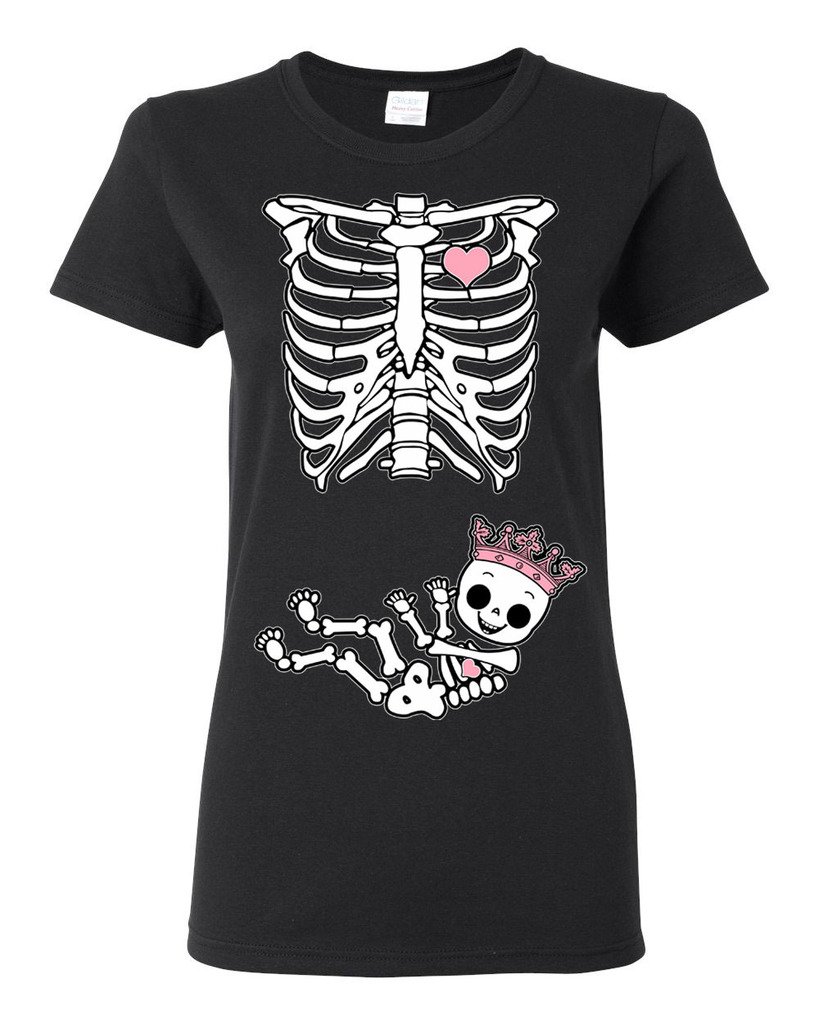 Princess Crown Baby Skeleton Ladies T-Shirt - Gothic Halloween Women's Tee for Casual Wear, Parties & Costume Outfits