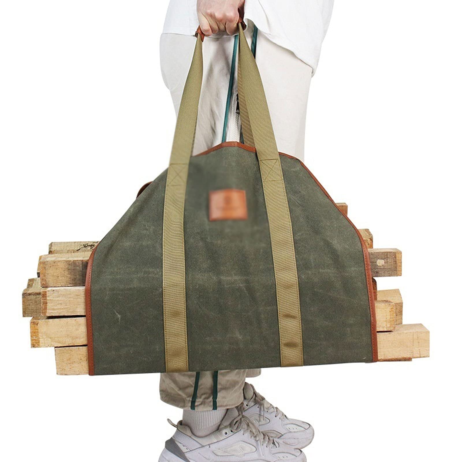 Premium Canvas Firewood Carrier Bag - Heavy Duty Firewood Rack & Log Holder for Camping, Picnics, and Outdoor Fireplaces | Portable Wood Storage Solution for Backyard, Patio, and RV Trips