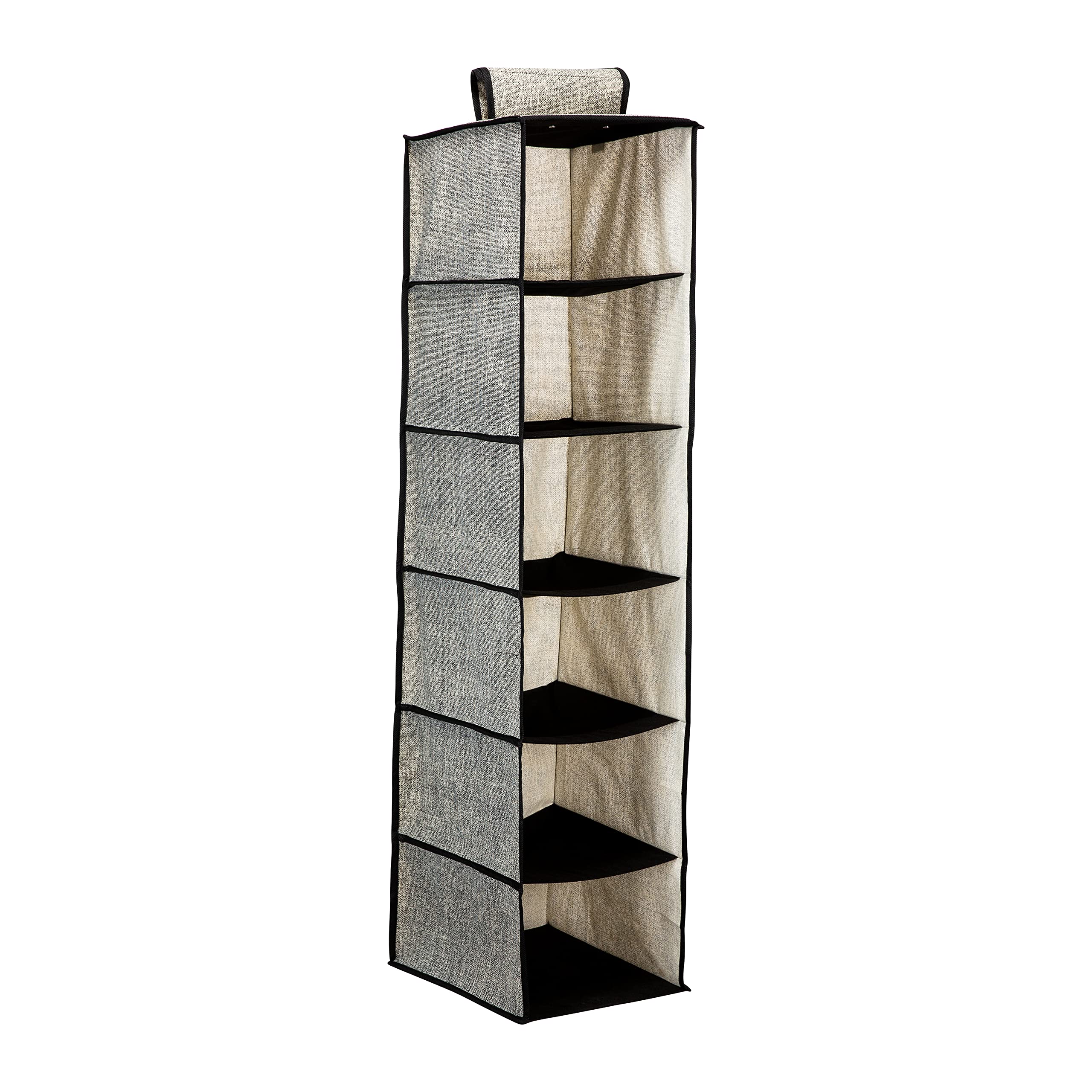 6-Shelf Hanging Closet Organizer - Space Saving Storage for Sweaters, Clothes & Accessories | Breathable Fabric Dust & Odor Resistant | Perfect for Bedroom, Closet & Dorm Organization (Black)