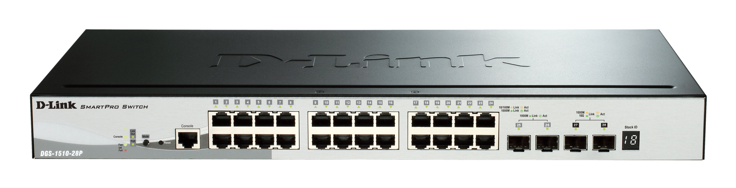 D-Link DGS-1510-28P 28-Port Gigabit Smart Managed Switch with 10G Uplinks | Stackable Network Switch for Small Business & Office Networking | Ideal for High-Speed Data Transfer & Network Expansion