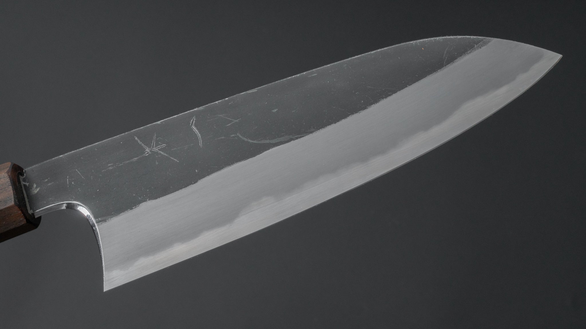 Hitohira Togashi White #2 Kurouchi Santoku Knife with Tagayasan Wood Handle - Premium Japanese Kitchen Knife for Slicing, Dicing & Chopping Vegetables, Meat & Fish