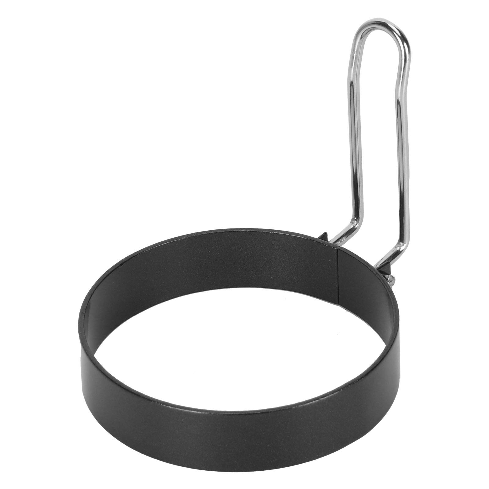 Yosoo Stainless Steel Non-Stick Egg Ring Mold - Round Foldable Fried Egg Maker with Handle for Perfect Sunny Side Up (3.3 x 3 x 0.9 Inch, Black) - Ideal for Breakfast, Sandwiches, Burgers & Pancake Art