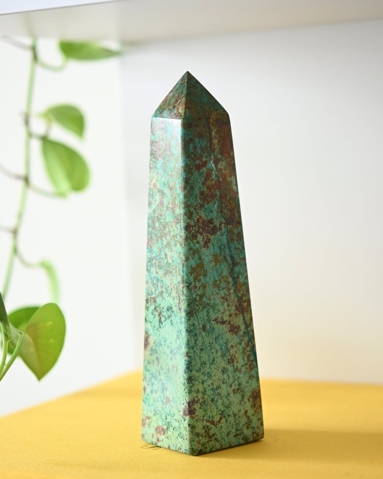 Chrysocolla Obelisk 8 Inch - Natural Healing Crystal Tower for Meditation, Reiki & Home Decor | Perfect for Spiritual Healing, Energy Work & Feng Shui