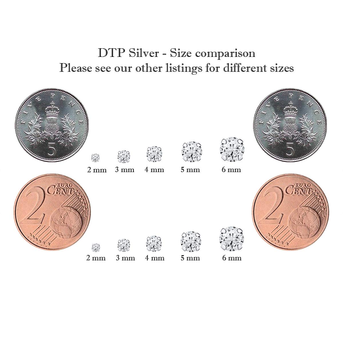 DTPsilver® 925 Sterling Silver Stud Earrings with Swarovski® Crystal - 6mm Round Stud Earrings for Women & Girls - Hypoallergenic Jewelry Gift for Birthday, Anniversary & Everyday Wear