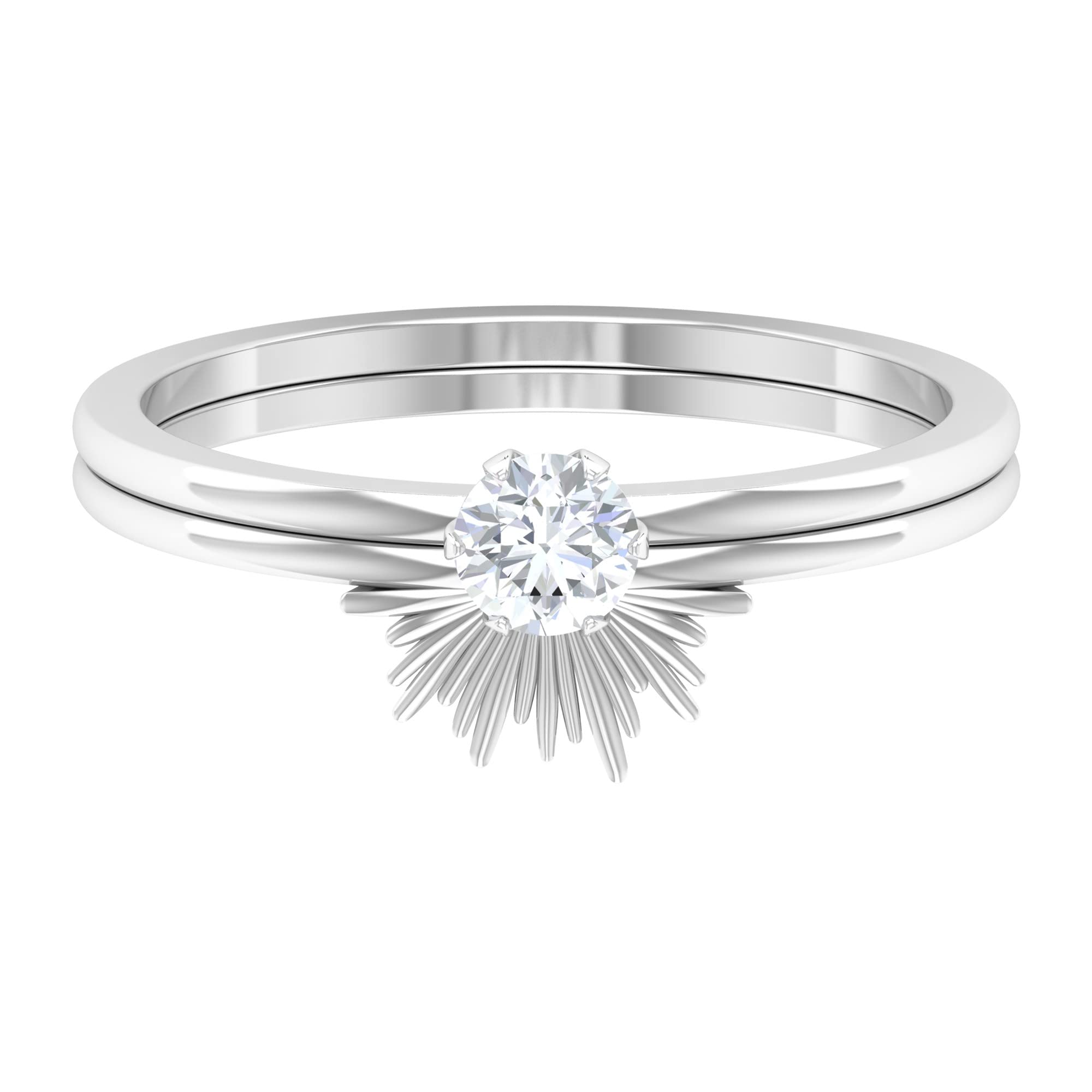1/4 CT Moissanite Wedding Ring Set for Women - 14K Solid Gold Sunburst Bridal Ring Set with Certification | Engagement, Anniversary & Special Occasion Jewelry Gift