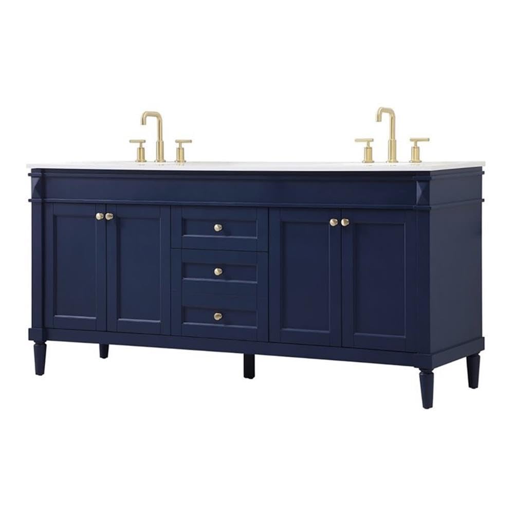 72 Inch Modern Double Bathroom Vanity with Under Sink Storage Organizer - Elegant Blue Cabinet for Bathroom & Powder Room Decor | Perfect for Small Space Organization & Luxury Home Renovation