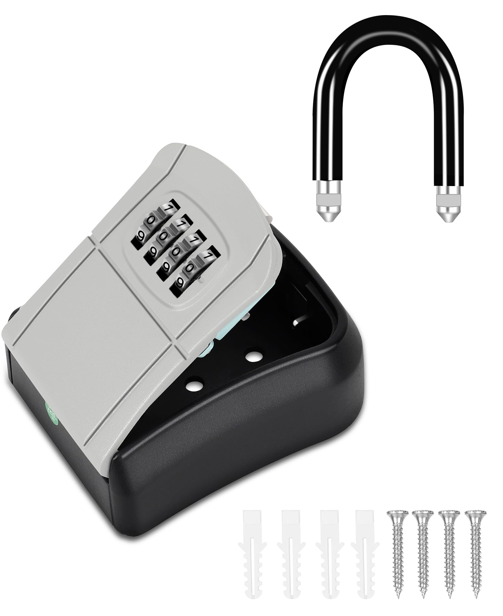 Portable Key Lock Box with Combination Code - Heavy Duty Key Holder Safe for Indoor, Outdoor, Garage, Garden, Store - Secure Key Storage Solution for Home, Vacation Rental & Real Estate Agents (Grey)
