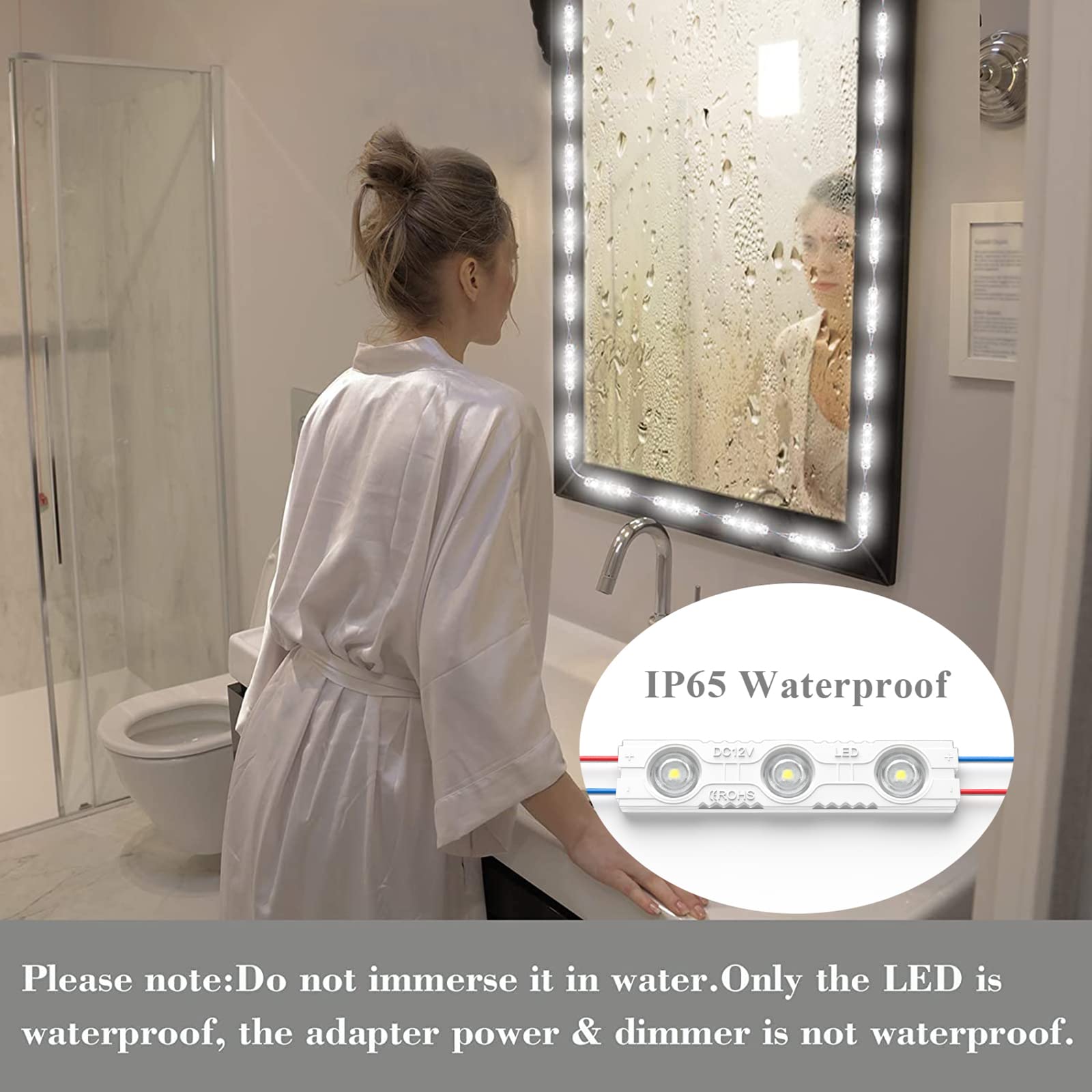 Kintion 13ft Dimmable LED Vanity Mirror Lights with RF Remote - Hollywood Style Waterproof Makeup Lighting for Bathroom, Full Body Mirror & Vanity (Mirror Not Included) - Perfect for Home Makeup Studio, Dressing Room & Salon Lighting
