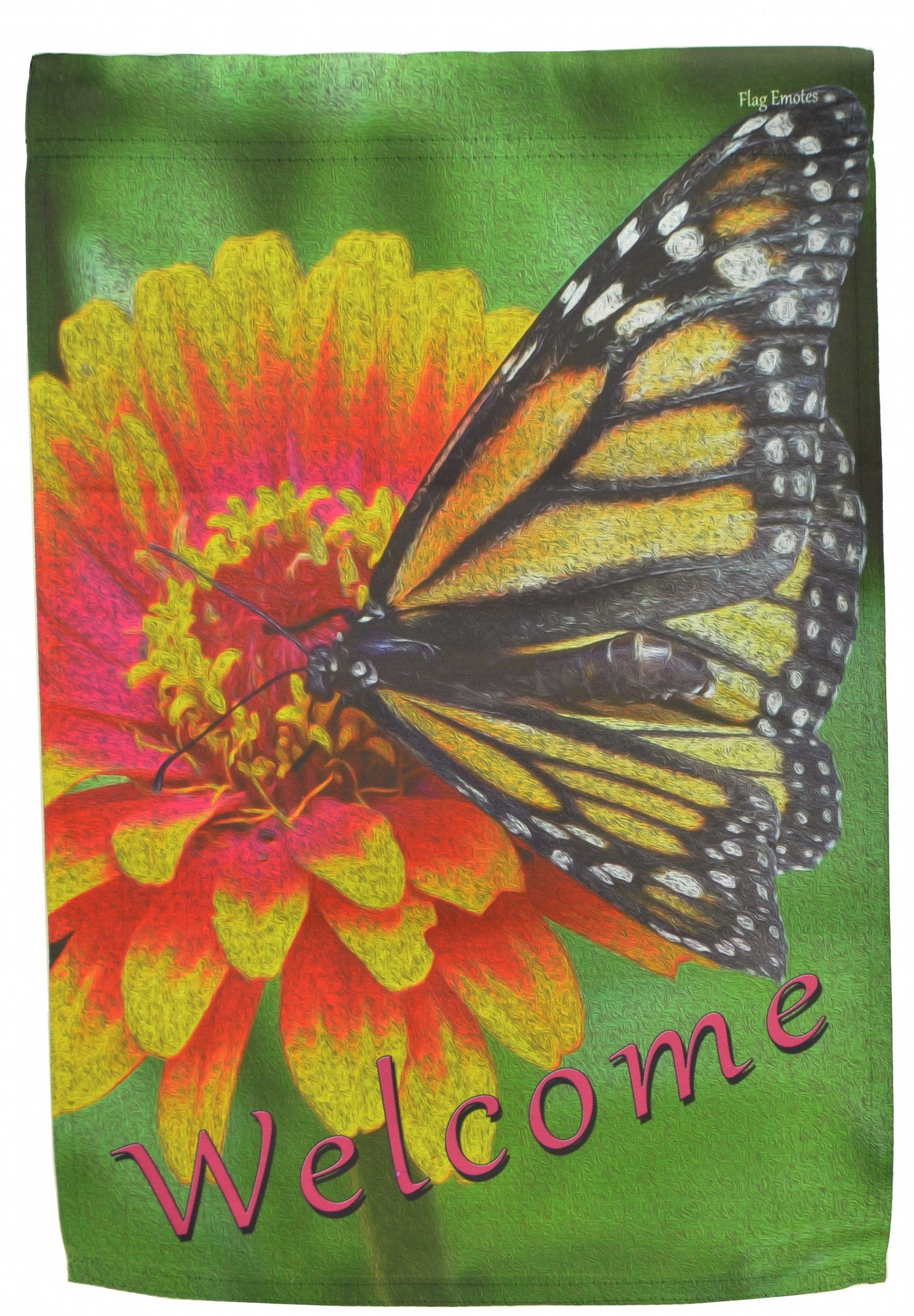 Double Sided Garden Flag Welcome Monarch Butterfly - Weatherproof Outdoor Decoration for Porch, Yard & Spring Summer Decor