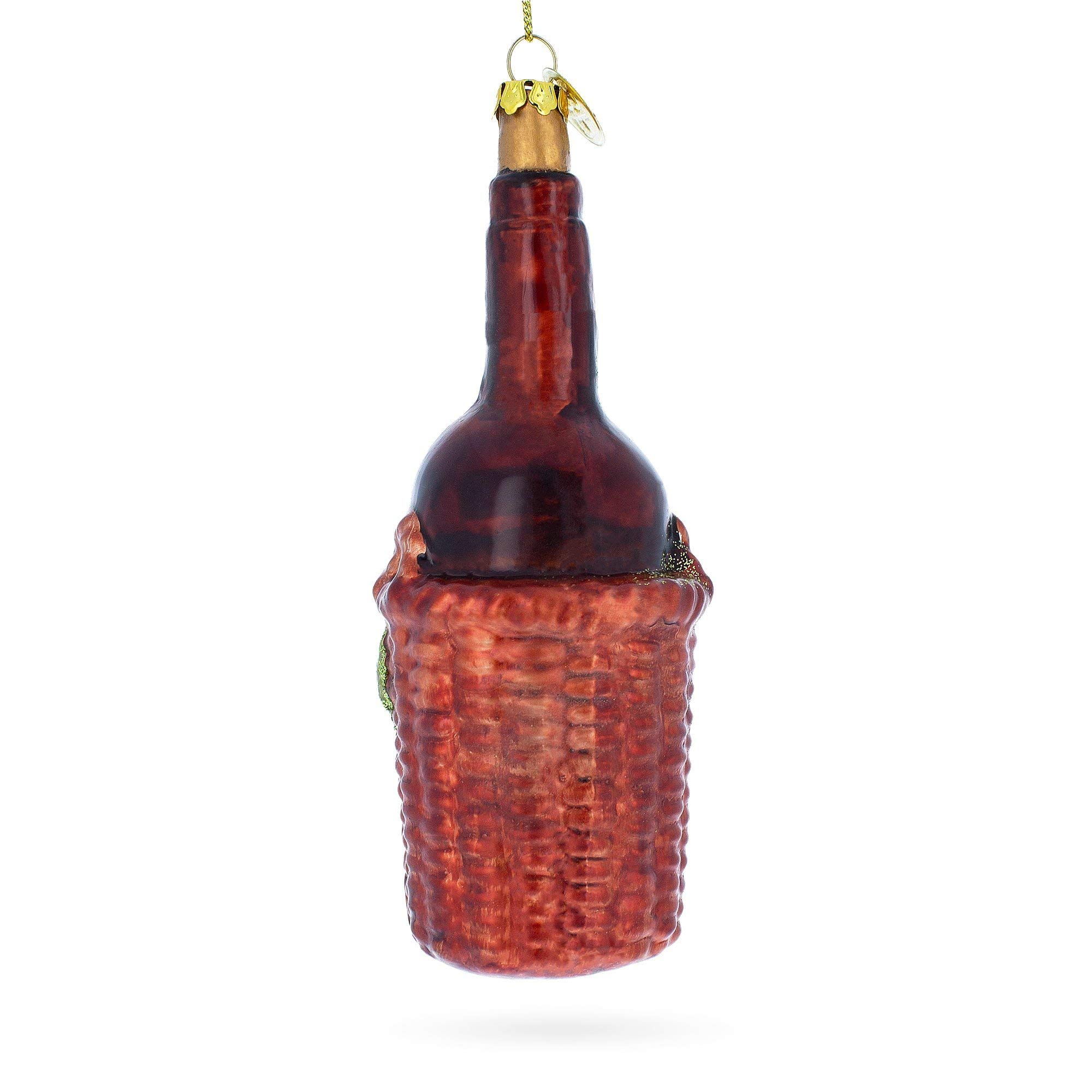 Handmade Blown Glass Red Wine Bottle Christmas Ornament - Elegant Holiday Decor for Tree, Gift, Party & Home Decoration