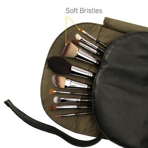 Maestro The Key Essential 10-Piece Professional Makeup Brush Set with Roll-Up Pouch - Perfect for Travel, Home Makeup Application & Professional Artists