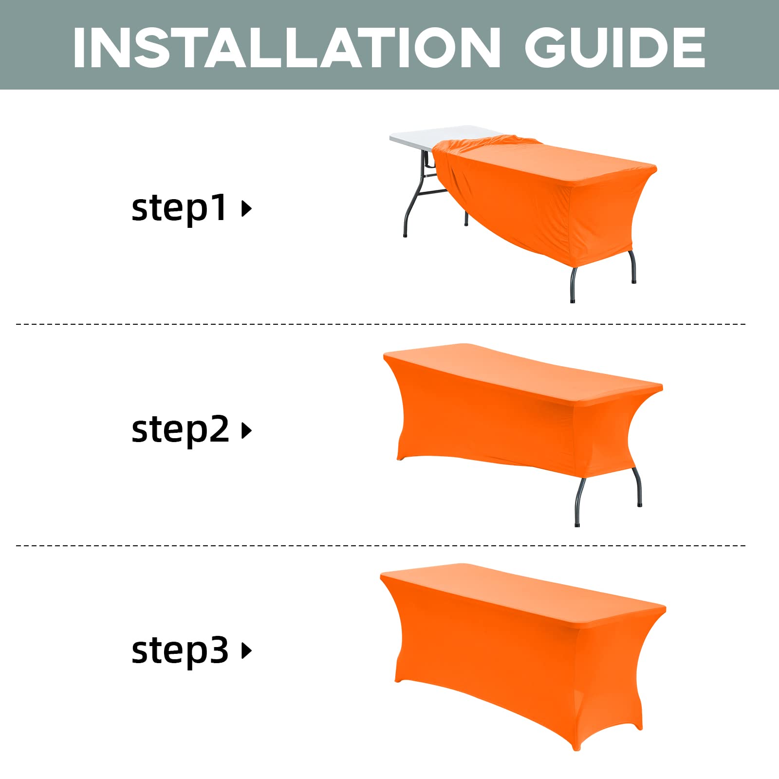 CWK 6FT Stretch Spandex Table Cover - Elastic Fitted Tablecloth for Rectangular & Folding Tables, Wrinkle Resistant & Durable Party Table Protector for Weddings, Banquets, Events (Light Orange) - Perfect for Indoor/Outdoor Dining, Buffets, and Special Occasions