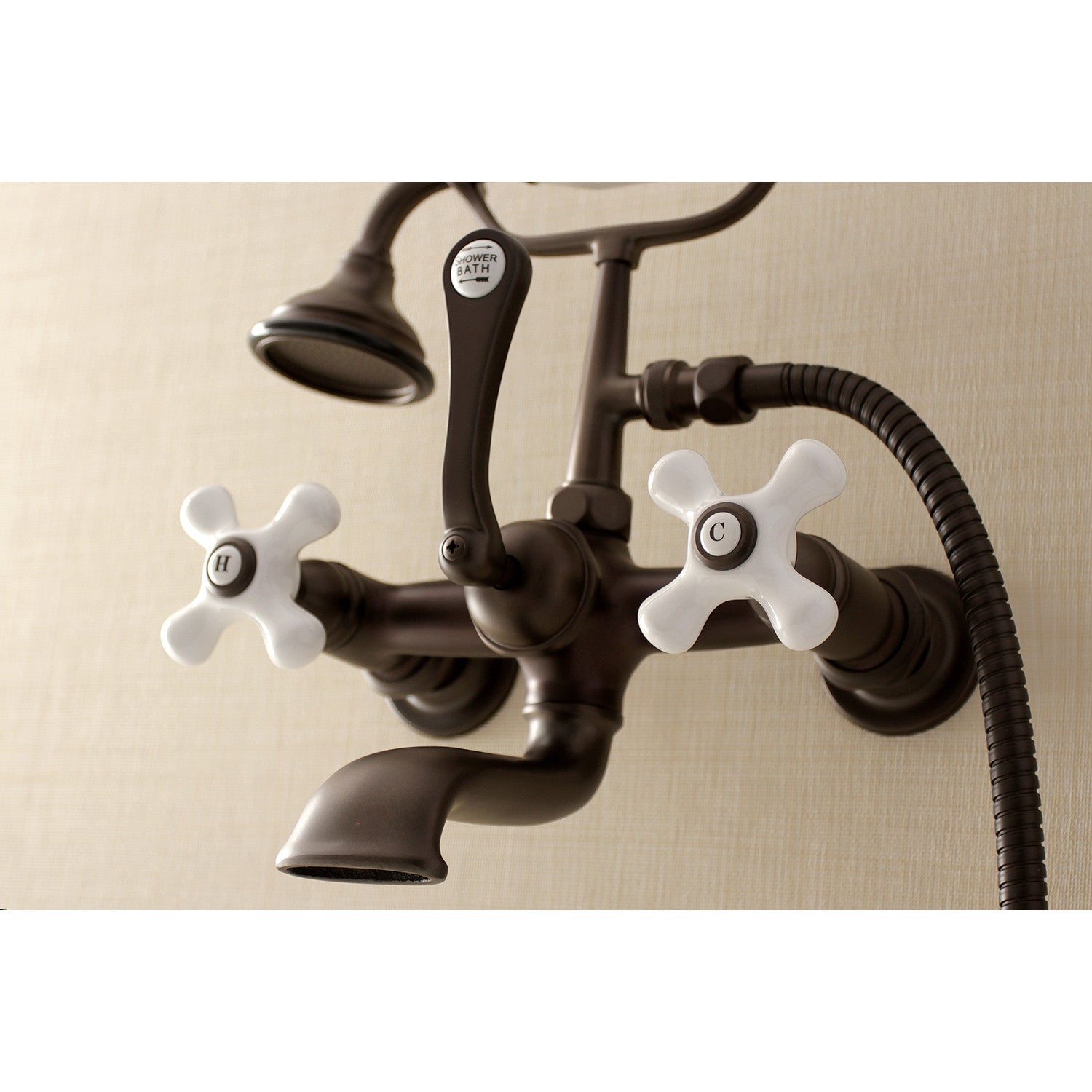 Vintage Clawfoot Tub Faucet with Hand Shower - Oil Rubbed Bronze 3-Handle Wall Mount Faucet for Bathroom, Perfect for Classic and Antique Style Bathrooms