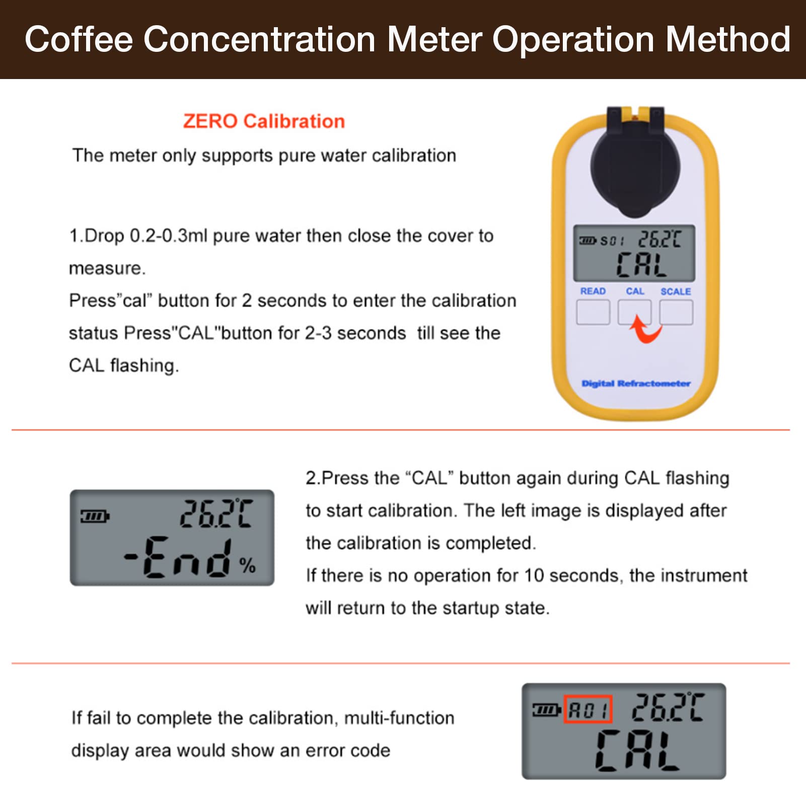 Digital Coffee Refractometer with BRIX Display - Dual Measurement Modes for Coffee, Sugar Drinks & Total Dissolved Solids | Perfect for Baristas, Home Brewing & Coffee Quality Testing
