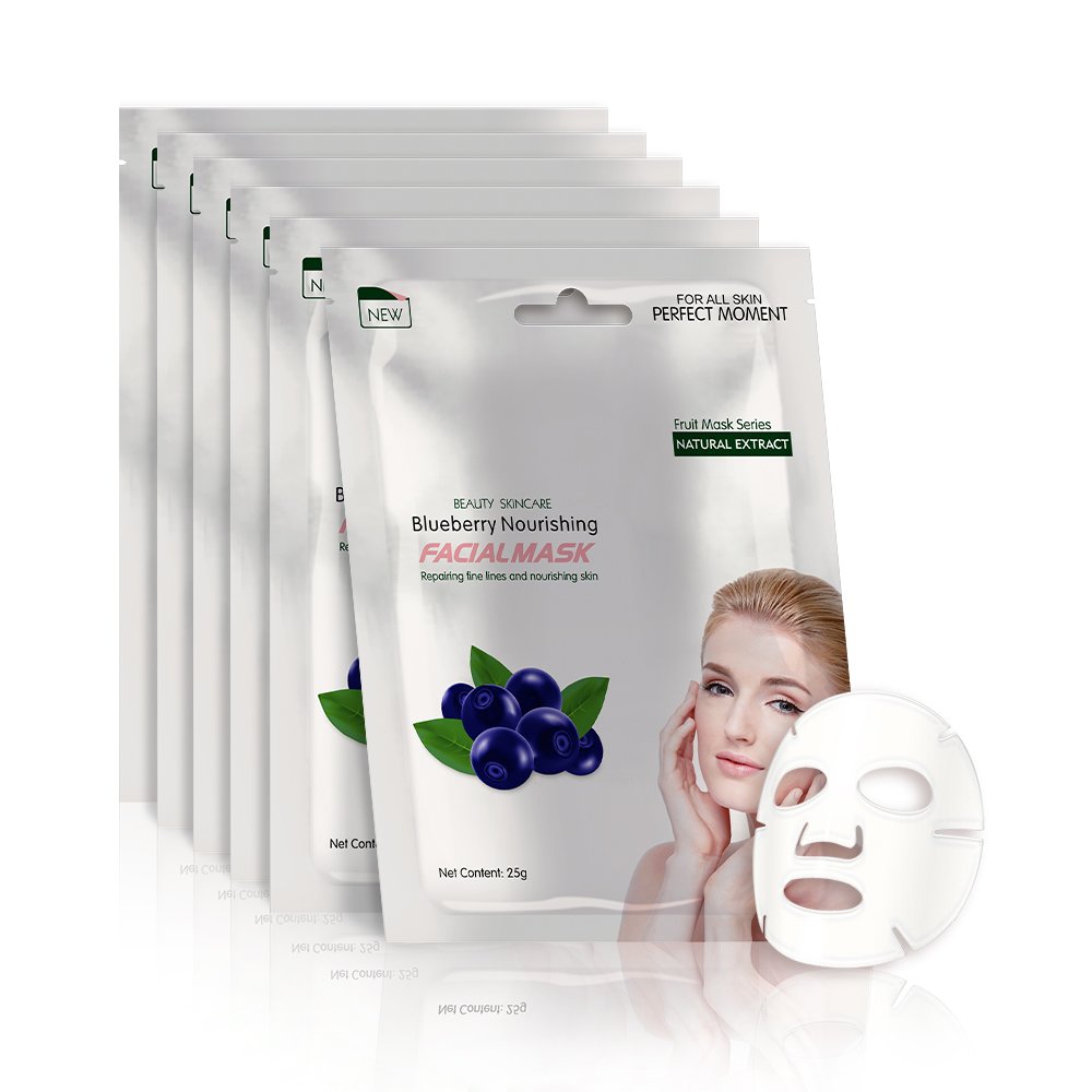 Blueberry Facial Mask with Natural Extract - Anti-Aging Sheet Mask for Fine Lines & Skin Repair | Hydrating & Nourishing Skincare for Women & Men | Pack of 6 | Perfect for Daily Routine, Spa Night & Travel