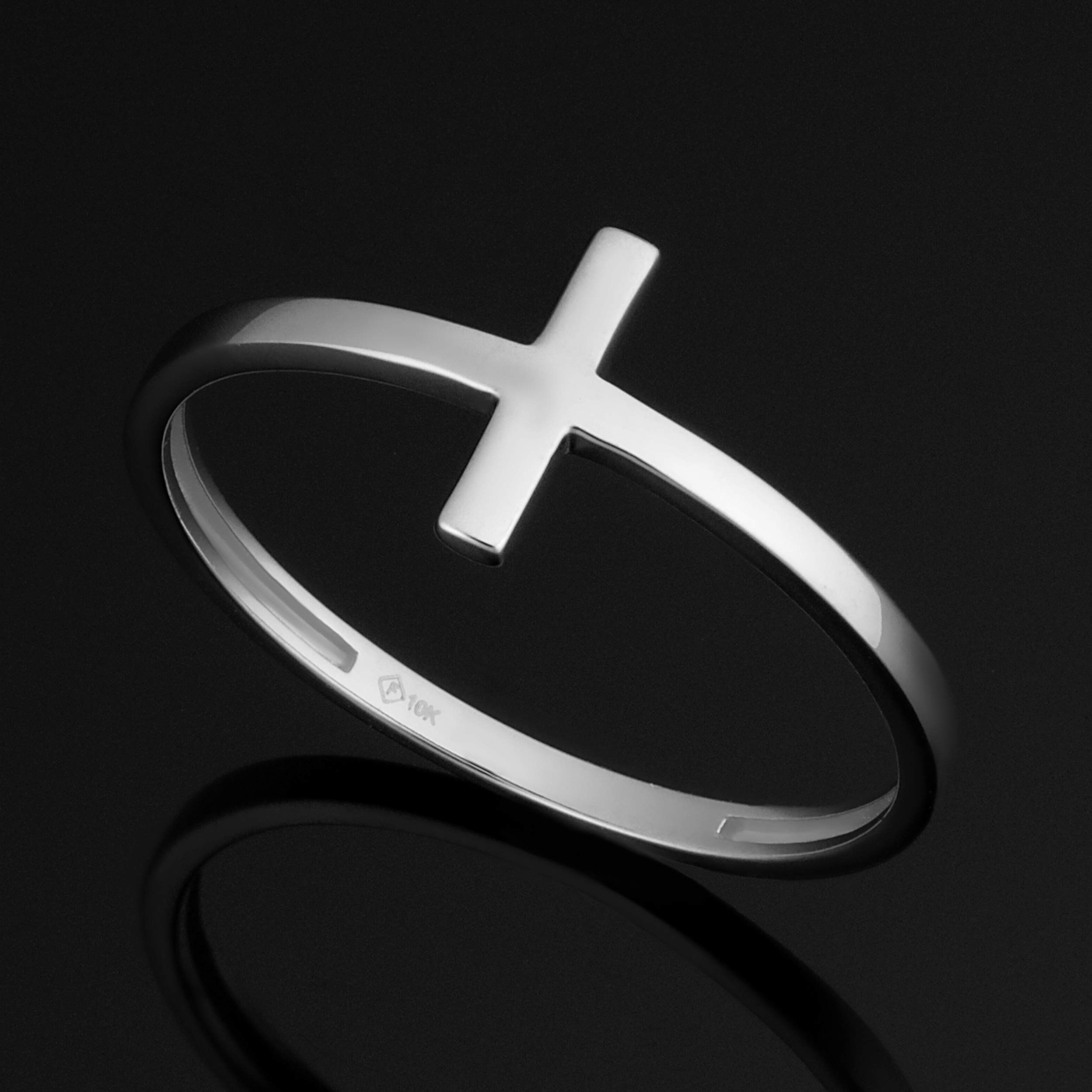 10K Yellow, White or Rose Gold Cross Ring for Women & Men - Elegant Religious Jewelry Gift for Baptism, Confirmation, Wedding & Everyday Wear - Kooljewelry