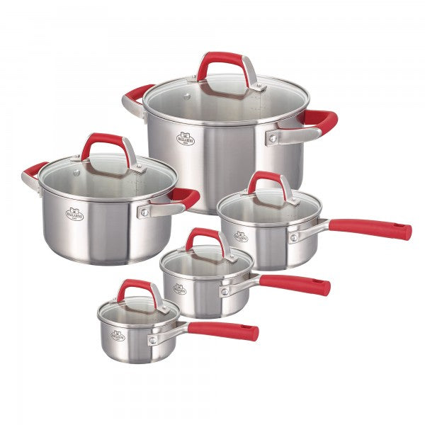 Ballarini Emilia 10-Piece 18/10 Stainless Steel Cookware Set - Premium Kitchen Pots & Pans for Cooking, Frying & Boiling - Perfect for Home Chefs & Professional Kitchens
