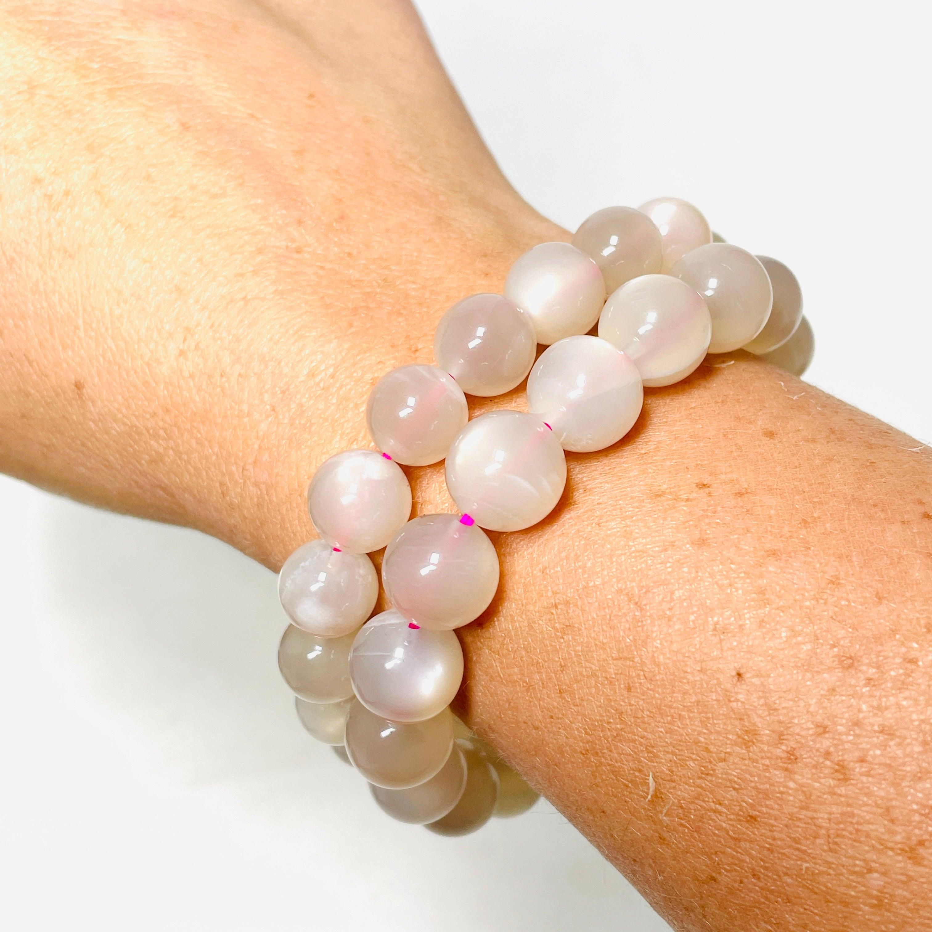 Pink Moonstone Bracelet for Women - Healing Crystal Jewelry for Meditation, Yoga & Positive Energy